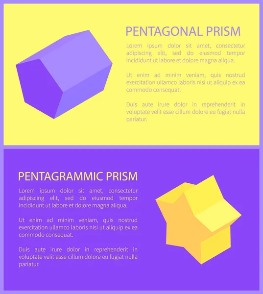 Pentagonal and Pentagrammic Prisms Two Color Cards — Stock Illustration Pentagonal and Pentagrammic Prisms Two Color Cards Royalty Free Stock Illustrations