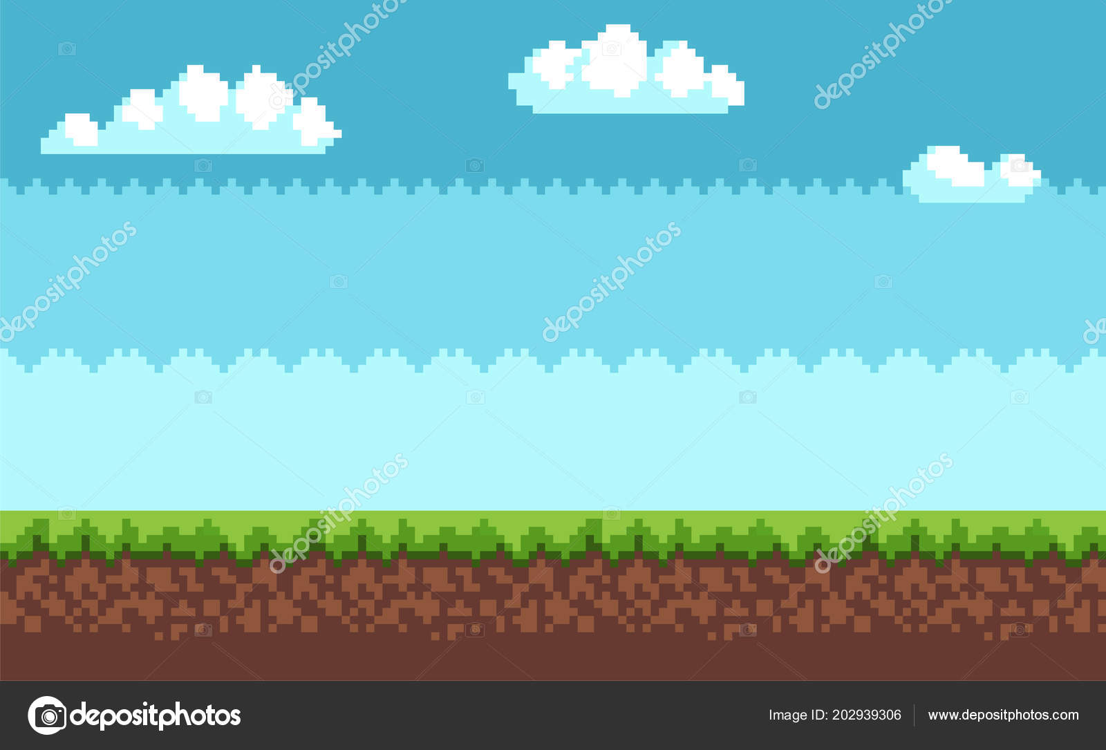 Paisagem de nível de jogo de pixel de 8 bits da floresta da selva