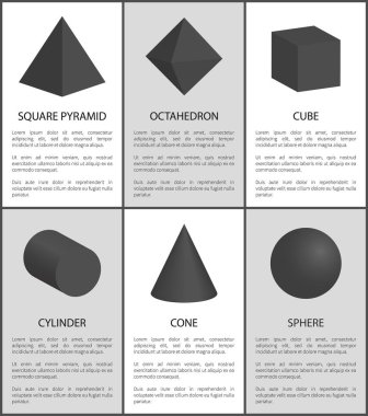 Kare piramit Octahedron silindir koni küre 3d