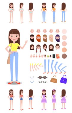 Yedek parça seti ile kadın karakter Oluşturucu