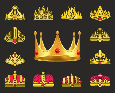 Altın değerli taşlar Set ile parlak lüks kron