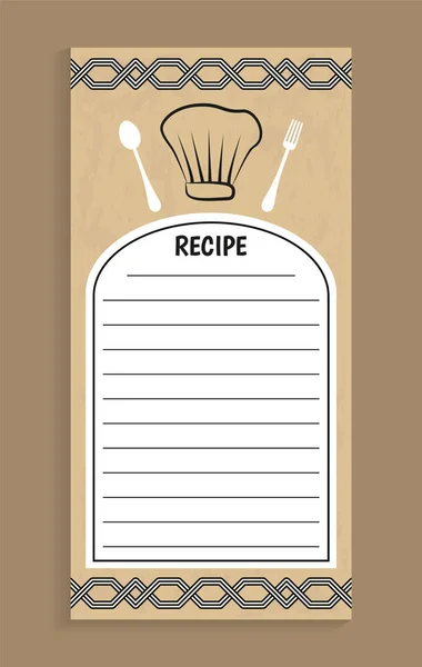 Note de recette et illustration vectorielle de fourchette à couteau — Image vectorielle