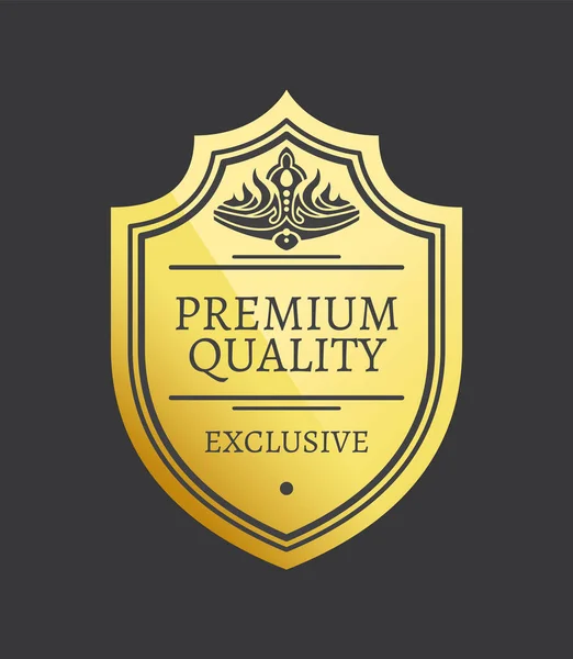 Premium Quality Exclusive Golden Label with Crown — Stock Vector