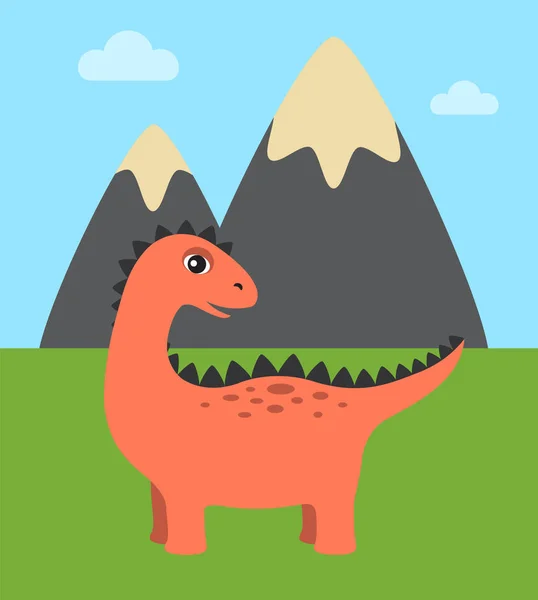 Dinosaur and Wild Nature Vector Illustration