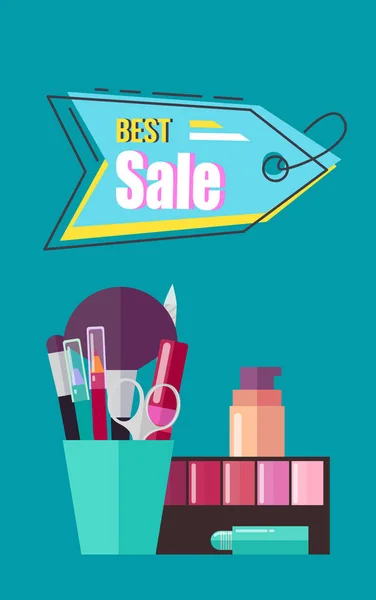 Cartel de la mejor venta con la ilustración cosmética del vector — Vector de stock