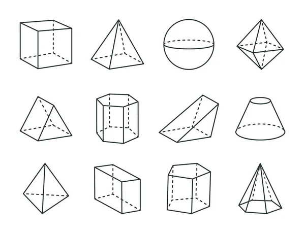 Geometrische Prism Set, gevarieerde vormen cijfers tekening — Stockvector