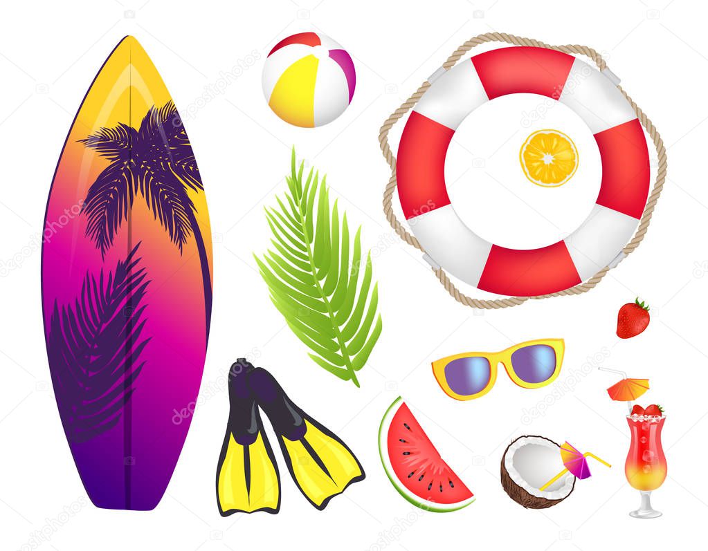Summer Elements Collection Vector Illustration