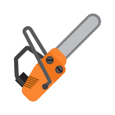 Turuncu Chainsaw düz vektör simgesi