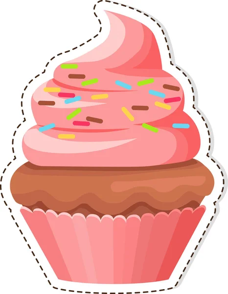 奶油平面矢量粉色蛋糕 — 图库矢量图片