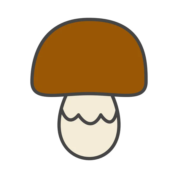 Cogumelo com Brown Cap Cartoon Flat Vector Icon —  Vetores de Stock