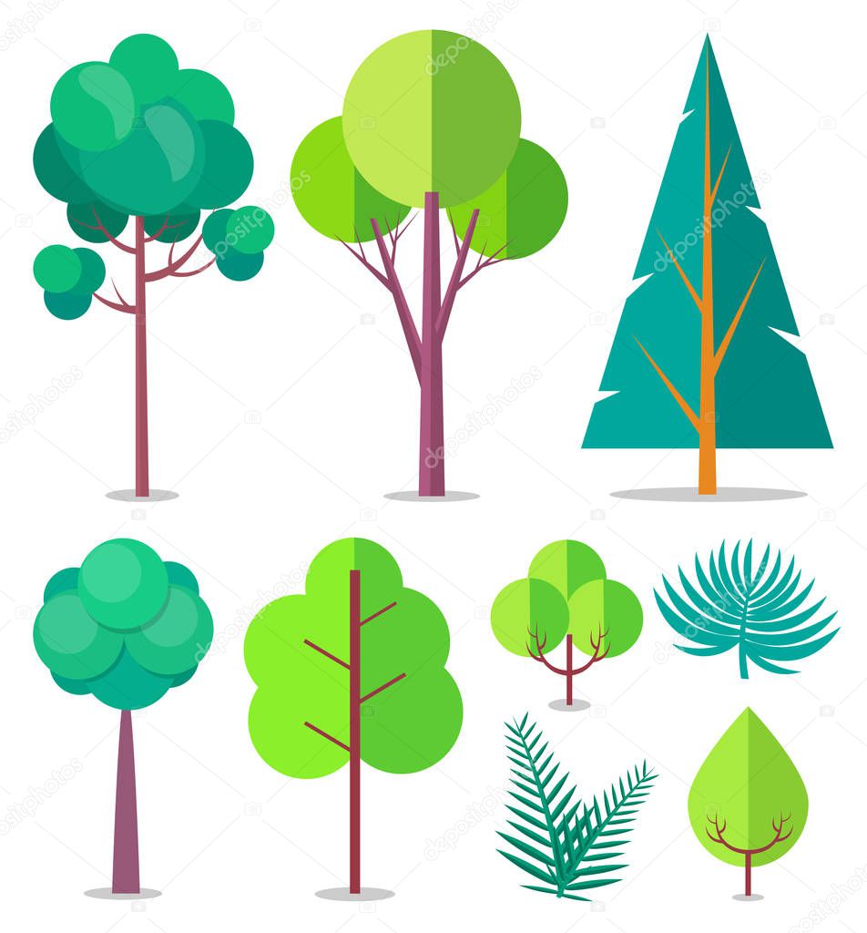 Template with Trees and Bushes of Different Sizes