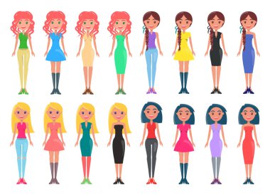 Rahat ve şık kıyafetler içinde şık kadınlar ayarla