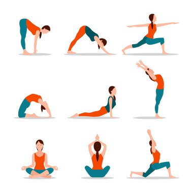 Yoga pozlar, vektör çizim topluluğu