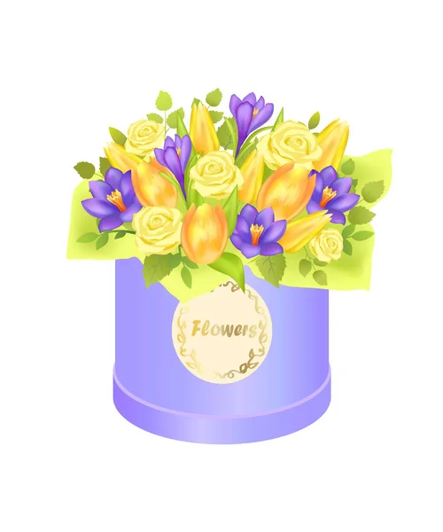 Flower Bouquet Composed by Gentle Spring Flowers — Stock Vector