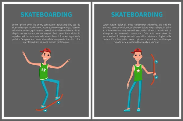 Skateboarden Vector Poster met Skateboarder tekst — Stockvector