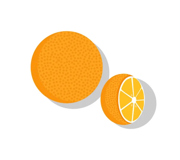 Ilustración entera y media de vectores de fruta naranja — Archivo Imágenes Vectoriales