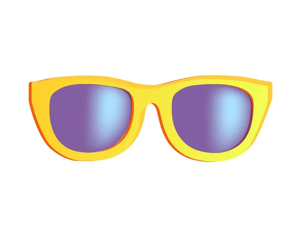 Parlak sarı plastik Halka'da şık güneş gözlüğü — Stok Vektör