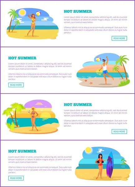 Sayfaları vektör çizim sıcak yaz koleksiyonu