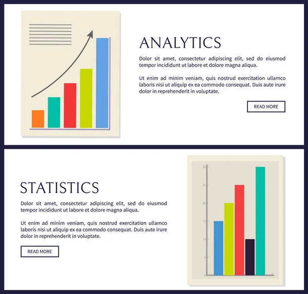 Statistiques et données analytiques, jeu d'infographie — Image vectorielle