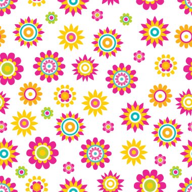 Vektör Dikişsiz desen bahar çiçekleri çizgi film