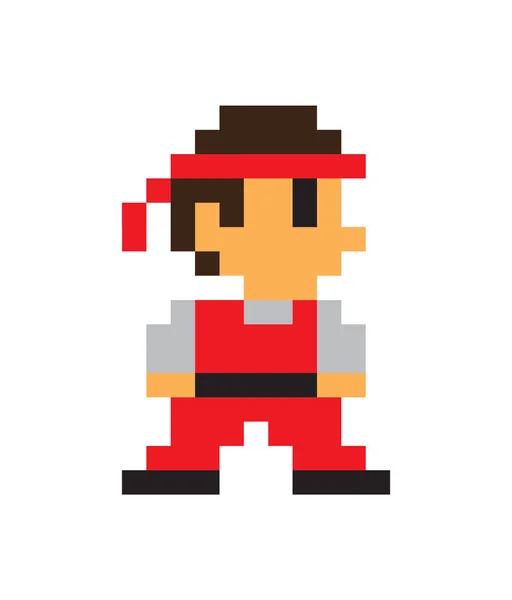 Caractère du jeu, Icône Homme, Illustration Pixel Couleur — Image vectorielle