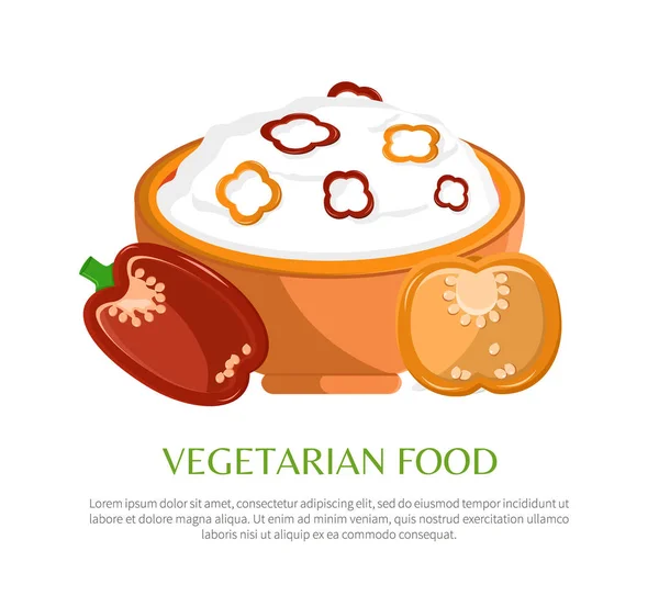 Illustrazione vettoriale del cibo vegetariano, banner a colori — Vettoriale Stock