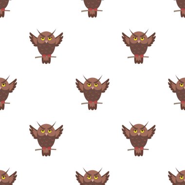 Çizgi film baykuş Seamless modeli üzerinde beyaz vektör