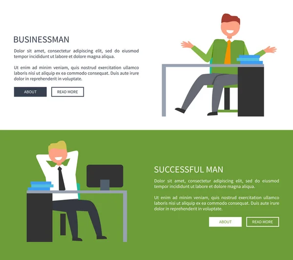 Affärsman och framgångsrik Man affischer med Text — Stock vektor