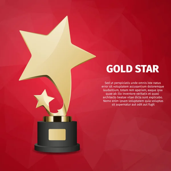 Guld stjärna vektor Web Banner med guld statyett — Stock vektor