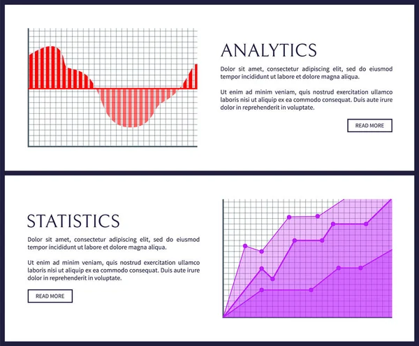 Analyses et statistiques Affiches d'information Web — Image vectorielle