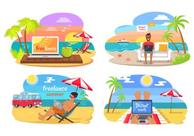 Serbest ve uzak çalışma vektör çizim