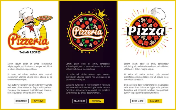 Pizzeria mit italienischen Rezepten Promo Banner Set — Stockvektor