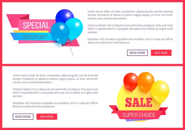 Promotions spéciales Week-end Vente Meilleures étiquettes de ballons — Image vectorielle