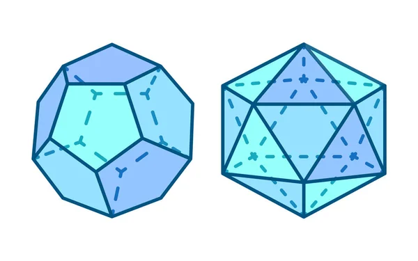 Illustration vectorielle du dodécaèdre et de l'iscosaèdre — Image vectorielle