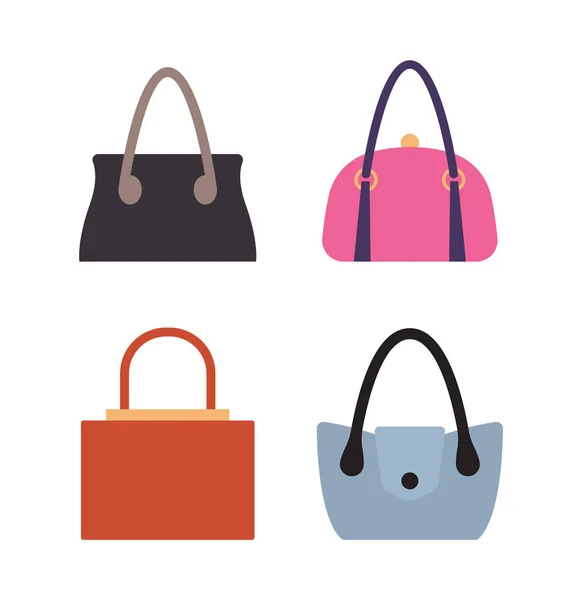 Collection of Women Bags Accessories for Females — Stock Vector