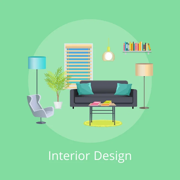 Design d'intérieur, Affiche intérieure de chambre abstraite — Image vectorielle