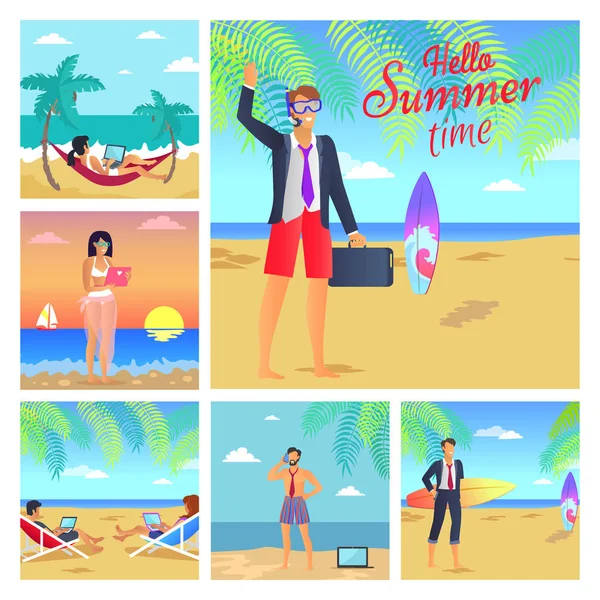 Olá Summer Time Business Vector Ilustração —  Vetores de Stock