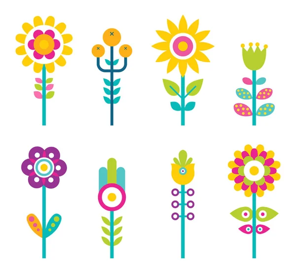 Blumen und Blätter Sammlung Vektor Illustration — Stockvektor