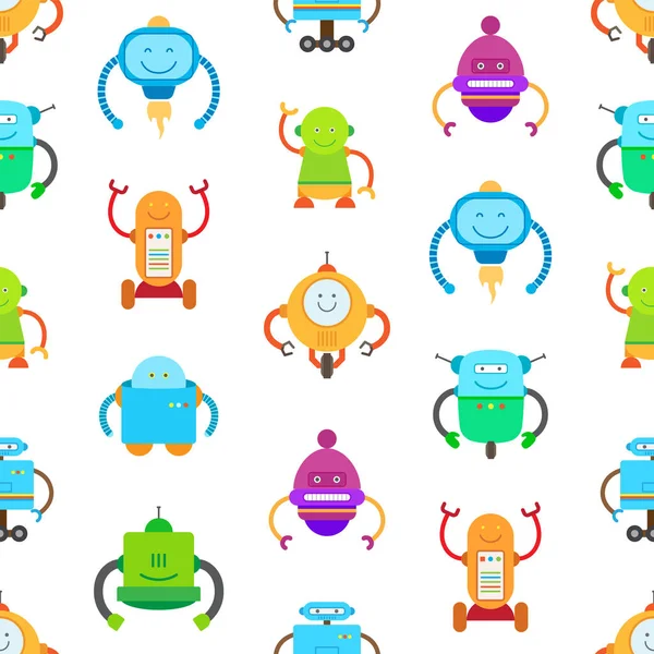 Robots en naadloze patroon vectorillustratie — Stockvector