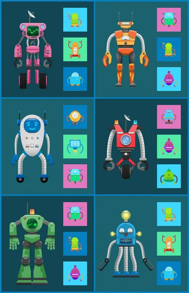 Robotik yaratıklar koleksiyonu vektör çizim