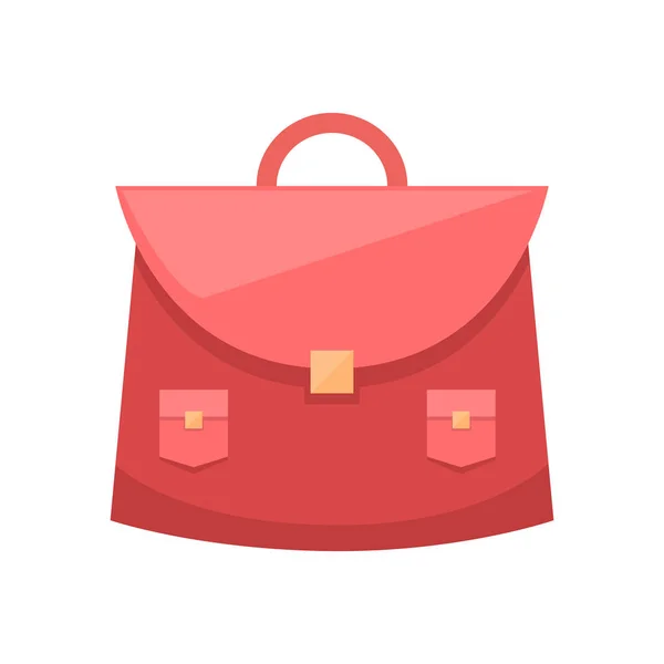 Red Schoolgirl Bag with Metal Clip and Two Pockets — Stock Vector