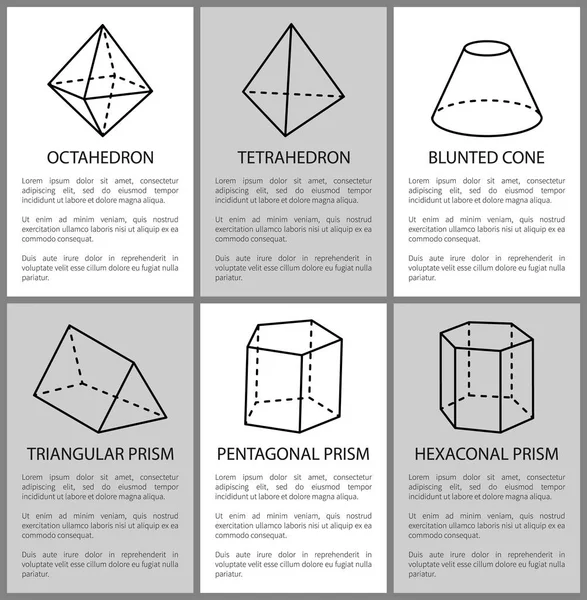 Tetraëder en octaëder, Pentagon Prism schets — Stockvector