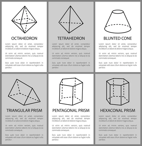 Dörtyüzlü ve Octahedron, Pentagon prizma kroki — Stok Vektör