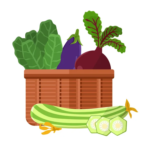 Harvest in Basket Collection Vector Illustration — Stock Vector