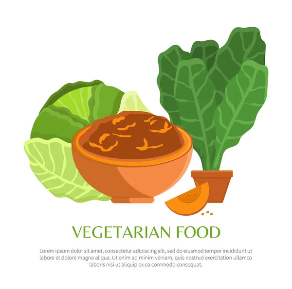 Cibo vegetariano, Illustrazione vettoriale colorata — Vettoriale Stock
