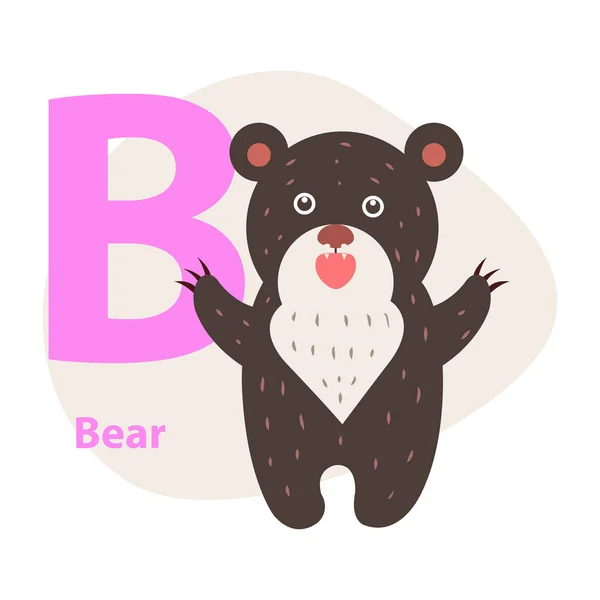 Zoo abc Brief mit niedlichen Bären Cartoon-Vektor — Stockvektor