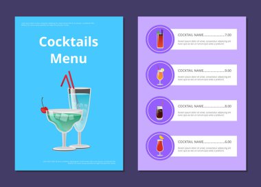 Kokteyl Menü reklam Poster Martini ile