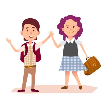 Çizgi film karakterleri iki mutlu öğrenciler vektör