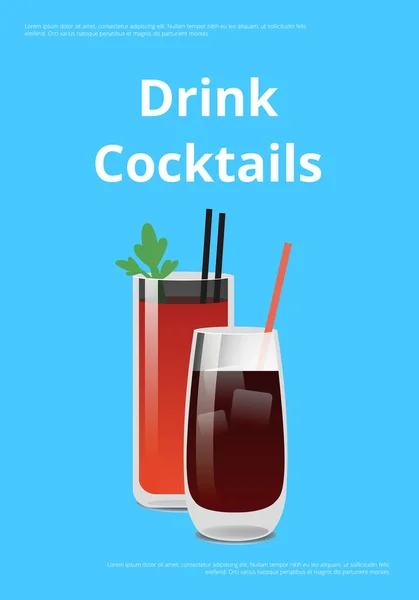 Cocktail-Poster blutige Mary und Whiskey Cola trinken — Stockvektor