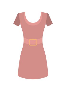 Yuvarlak yaka kısa kollu vektör ile pembe elbise